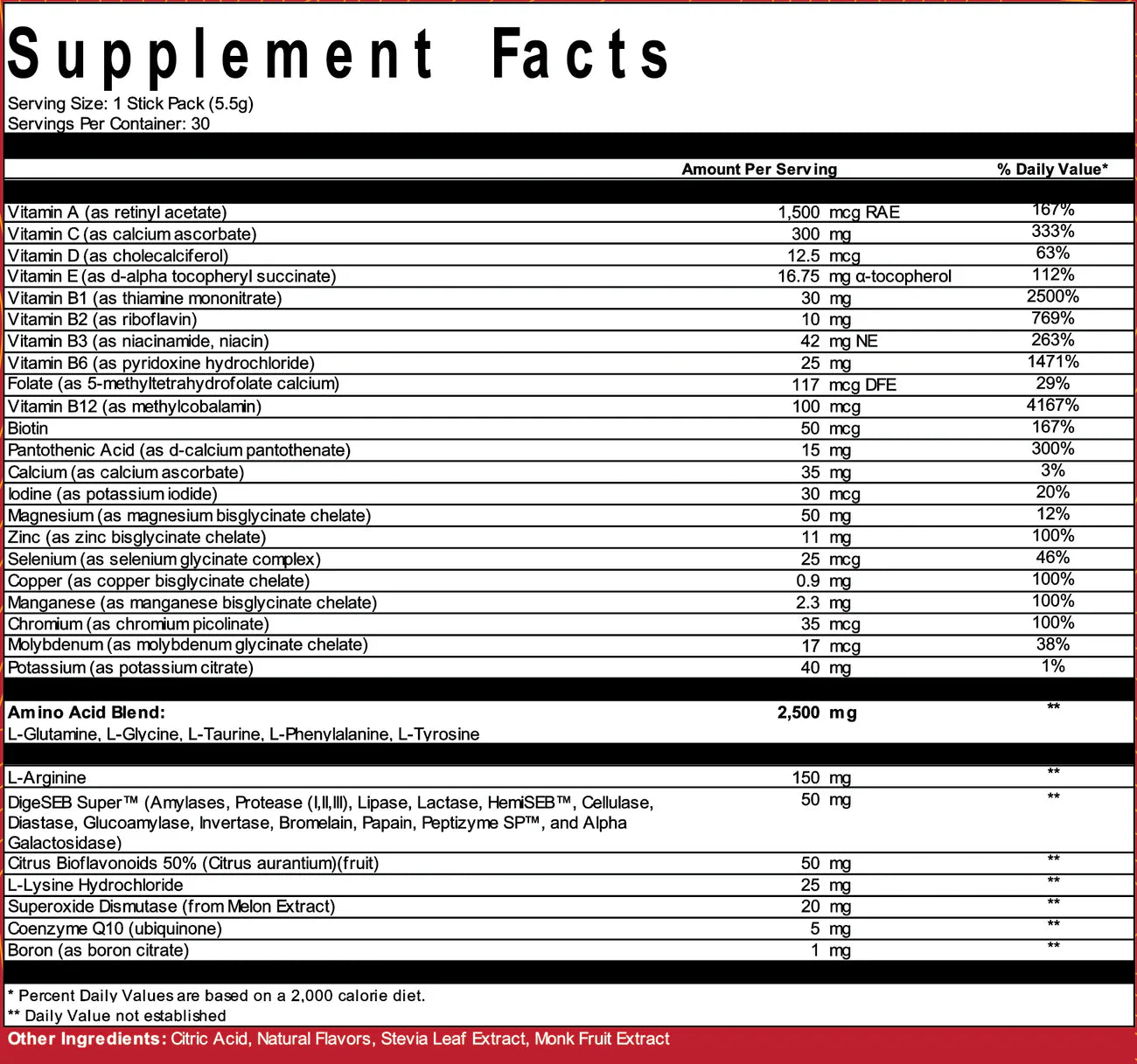Multivitamin Sport Powdered Stick Packs